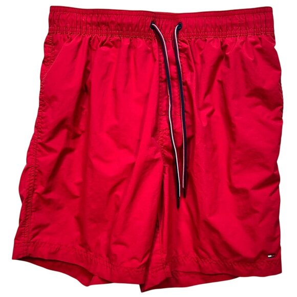 Tommy Hilfiger Men's Swimsuit Trunks Shorts Size M Apple Red Mesh Liner Pockets - Picture 1 of 13